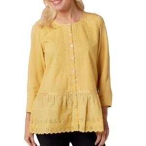 LOGO Cotton Blend Embroidered Knit Button Down Shirt